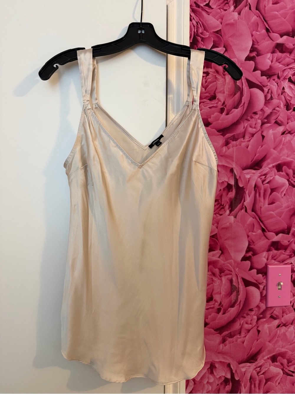 Express Satin Slip Camisole in Creamy Beige